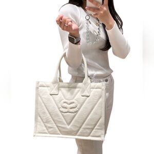 NWT Sandro Ecru Quilted Tote Cream White Large